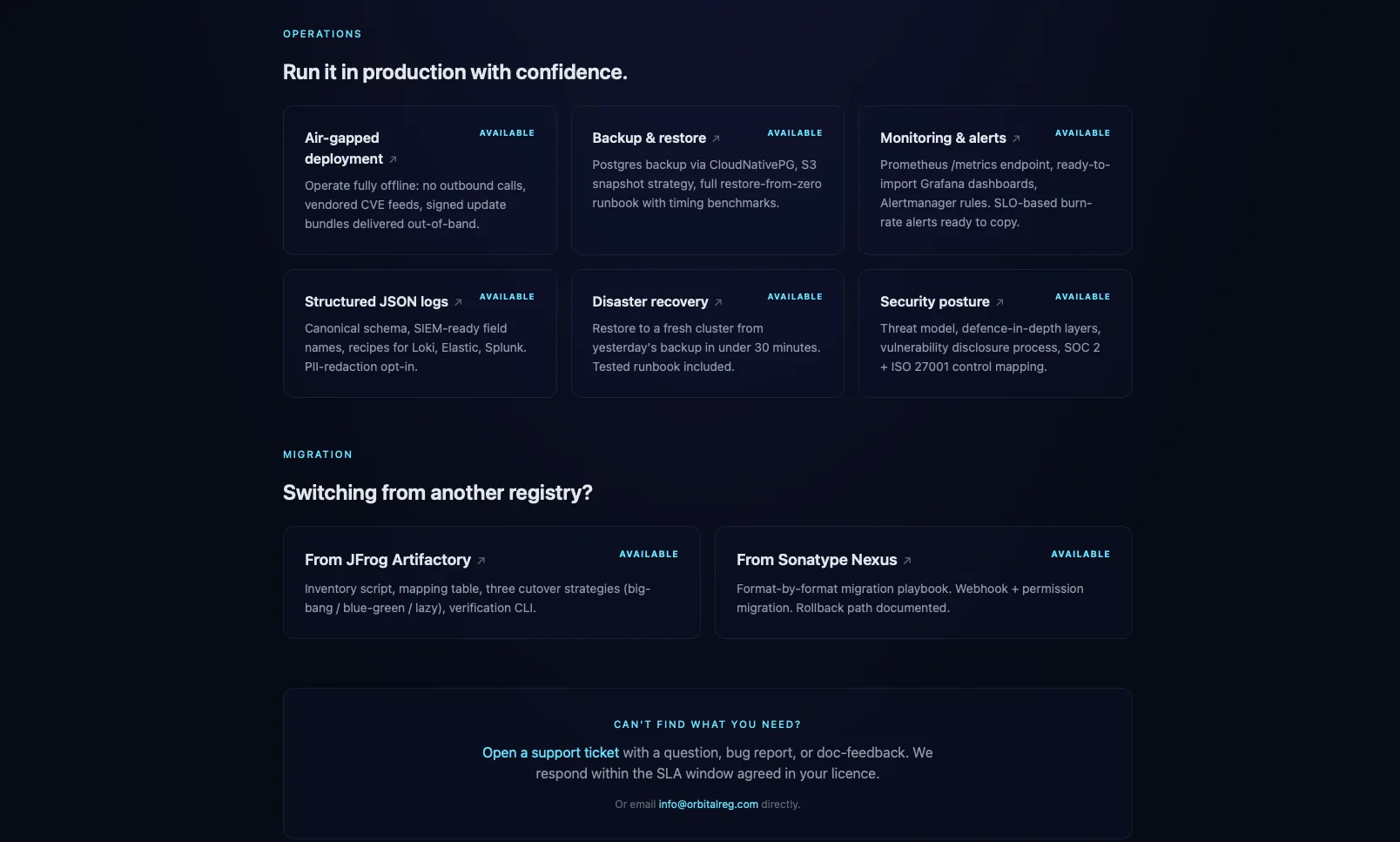 Production operations and migration playbooks